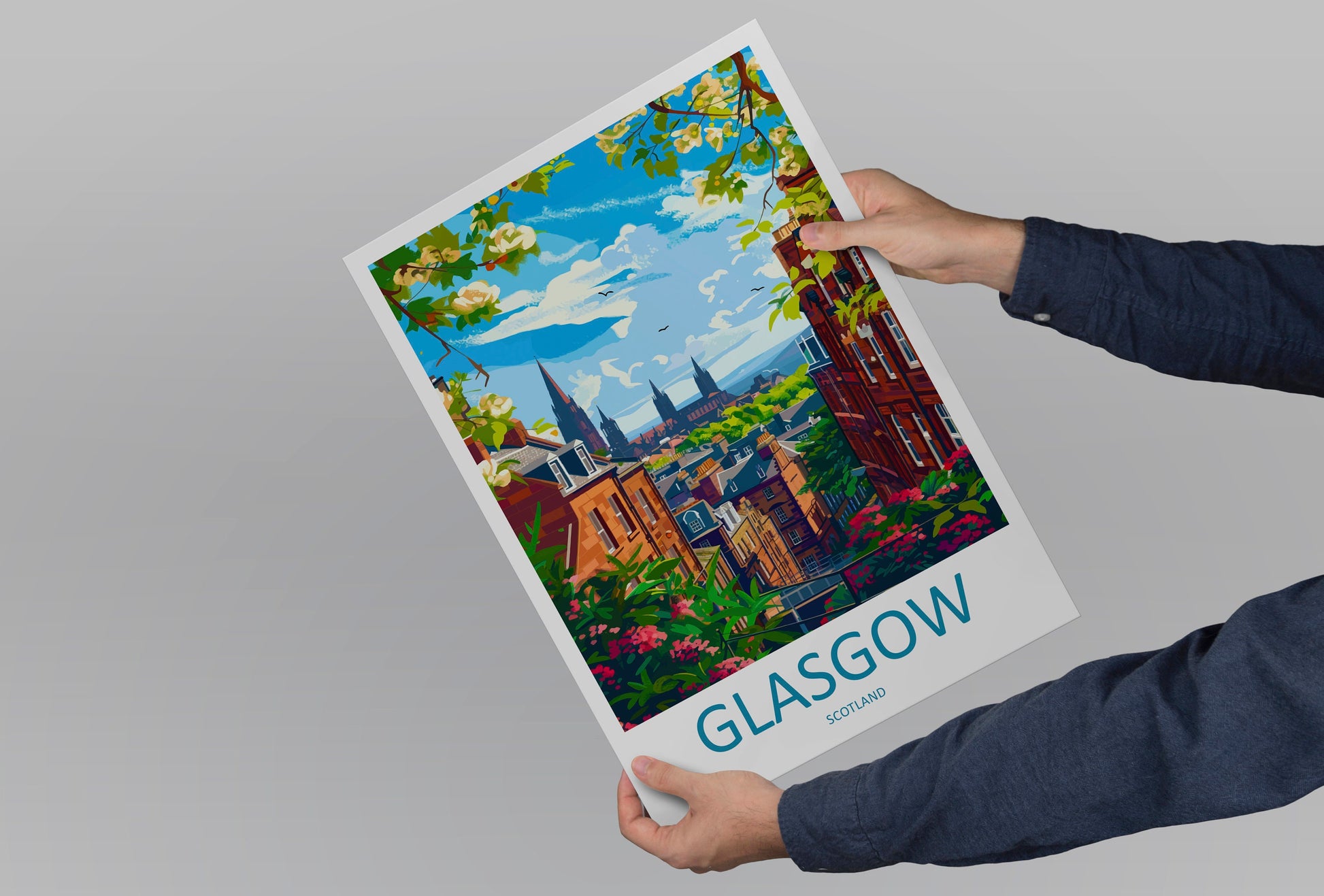 Glasgow Travel Print Wall Art Glasgow Wall Hanging Home Décor Glasgow Gift Art Lovers Scotland Art Lover Gift Glasgow Travel Artwork