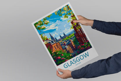 Glasgow Travel Print Wall Art Glasgow Wall Hanging Home Décor Glasgow Gift Art Lovers Scotland Art Lover Gift Glasgow Travel Artwork