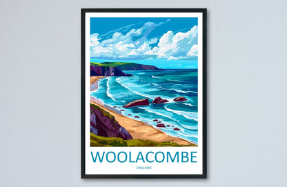 Woolacombe Travel Print Wall Art Woolacombe Wall Hanging Home Decor Woolacombe Gift Art Lovers Wall Art Devon Travel Art