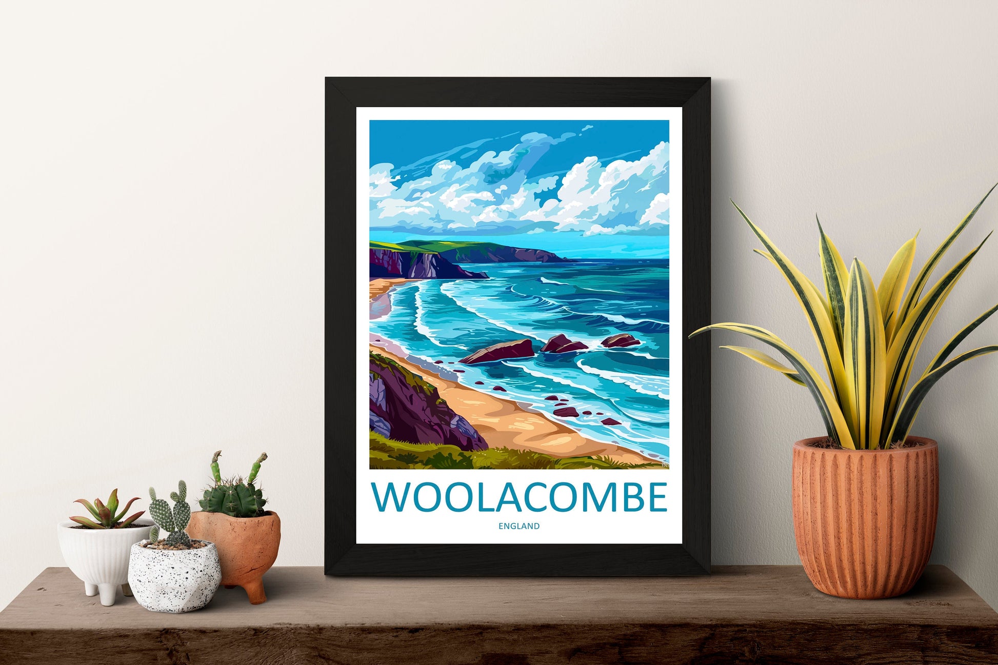 Woolacombe Travel Print Wall Art Woolacombe Wall Hanging Home Decor Woolacombe Gift Art Lovers Wall Art Devon Travel Art