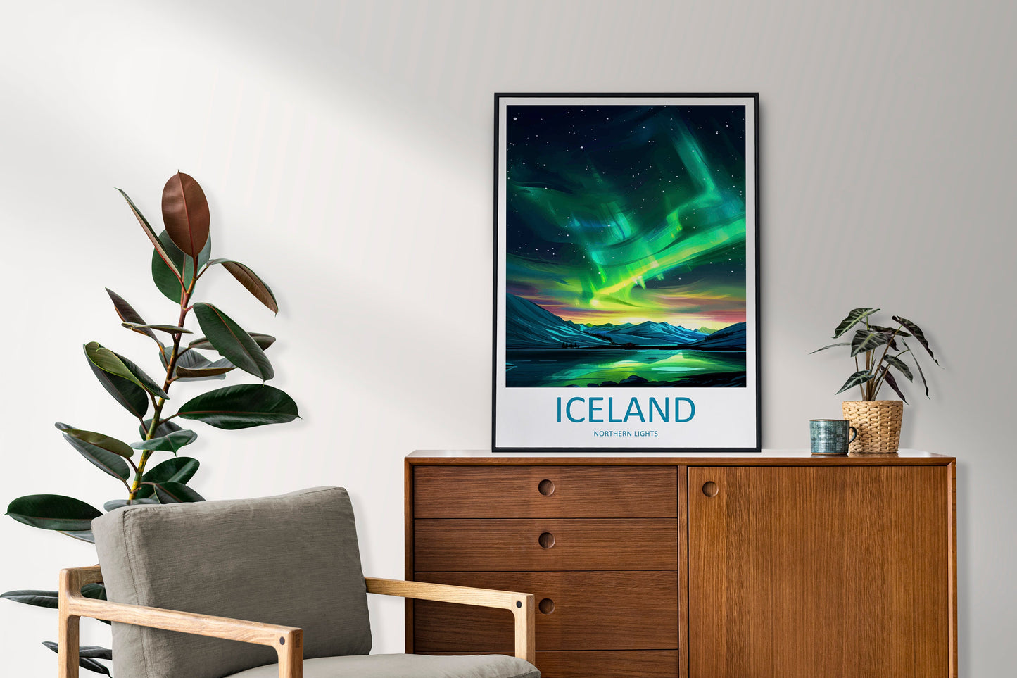 Northern Lights Travel Print Wall Art Aurora Borealis Wall Hanging Home Décor Aurora Borealis Gift Art Lovers Iceland Art Lover Gift Decor