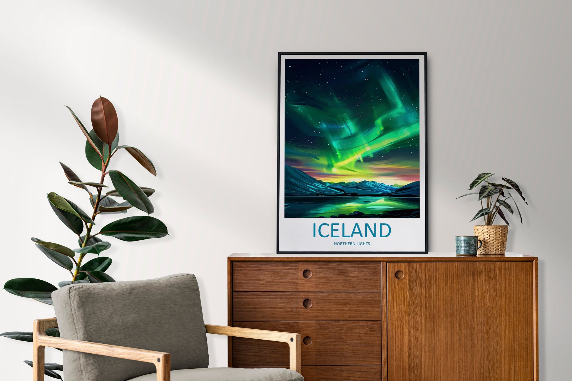 Northern Lights Travel Print Wall Art Aurora Borealis Wall Hanging Home Décor Aurora Borealis Gift Art Lovers Iceland Art Lover Gift Decor