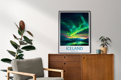 Northern Lights Travel Print Wall Art Aurora Borealis Wall Hanging Home Décor Aurora Borealis Gift Art Lovers Iceland Art Lover Gift Decor