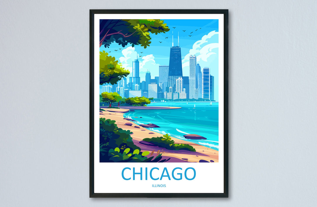 Chicago Travel Print Wall Art Chicago Wall Hanging Home Décor Chicago Gift Art Lovers Illinois Art Lover Gift