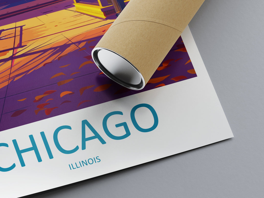 Chicago Travel Print Wall Art Chicago Wall Hanging Home Décor Chicago Gift Art Lovers Illinois Art Lover Gift Millennium Park Chicago Gift
