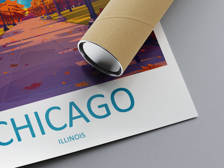 Chicago Travel Print Wall Art Chicago Wall Hanging Home Décor Chicago Gift Art Lovers Illinois Art Lover Gift