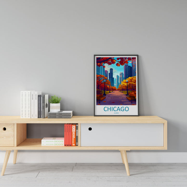 Chicago Travel Print Wall Art Chicago Wall Hanging Home Décor Chicago Gift Art Lovers Illinois Art Lover Gift Millennium Park Chicago Gift
