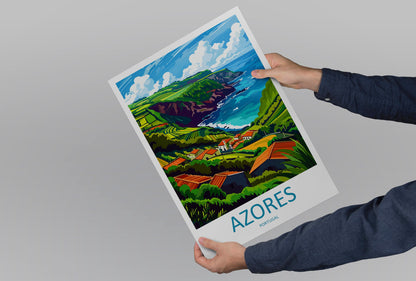 Azores Travel Print Wall Art Azores Wall Hanging Home Décor Azores Gift Art Lovers Portugal Art Lover Gift Azores Wall Décor Print