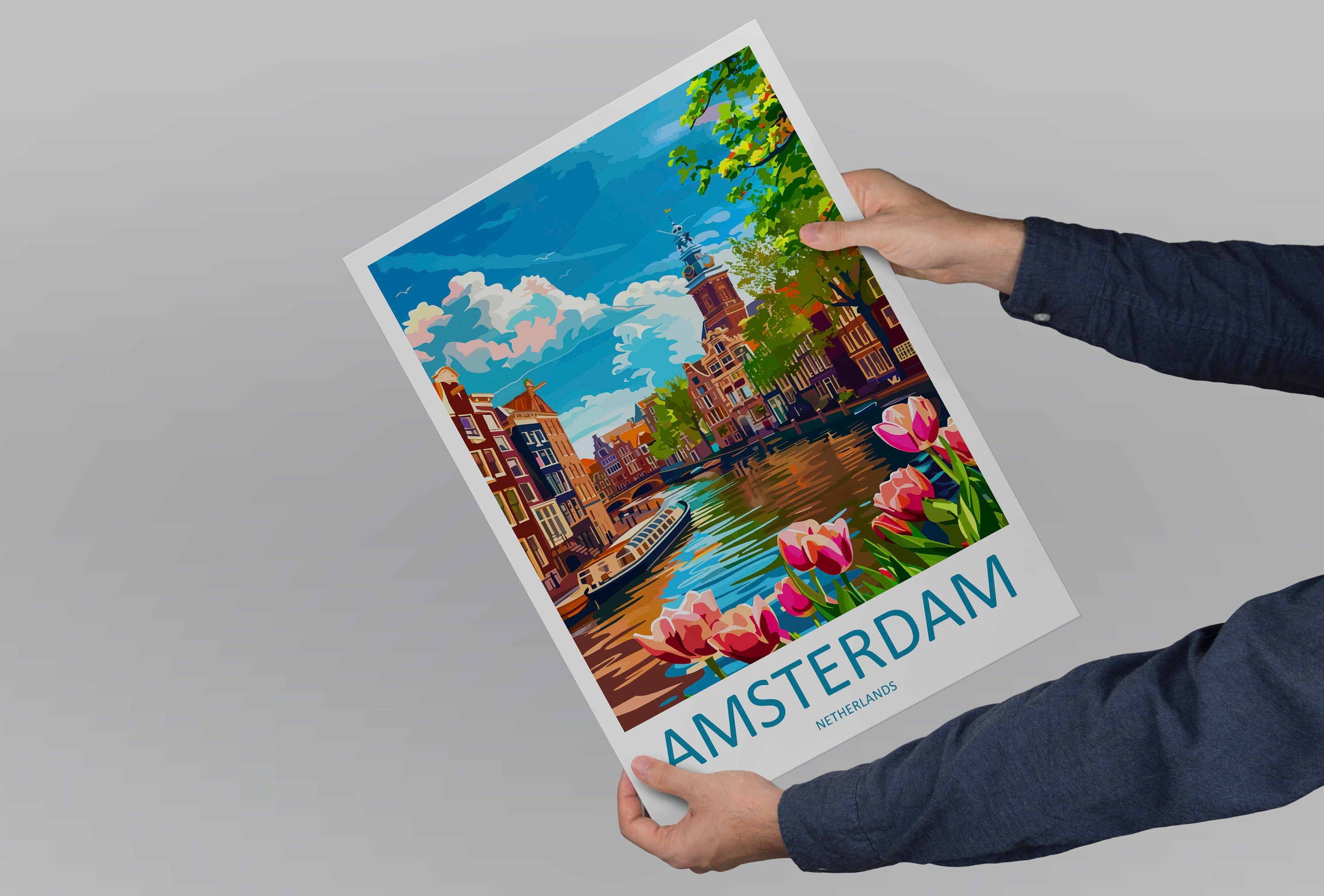 Amsterdam Travel Print Wall Art Amsterdam Wall Hanging Home Décor Amsterdam Gift Art Lovers Netherlands Art Lover Gift Amsterdam Decor