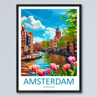 Amsterdam Travel Print Wall Art Amsterdam Wall Hanging Home Décor Amsterdam Gift Art Lovers Netherlands Art Lover Gift Amsterdam Decor