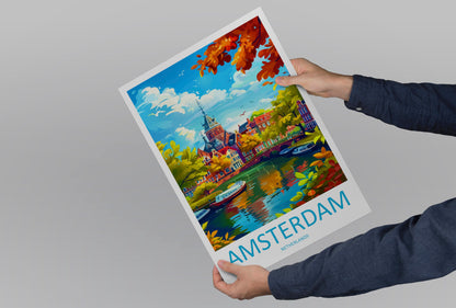 Amsterdam Travel Print Wall Art Amsterdam Wall Hanging Home Décor Amsterdam Gift Art Lovers Netherlands Art Lover Gift Amsterdam Decor