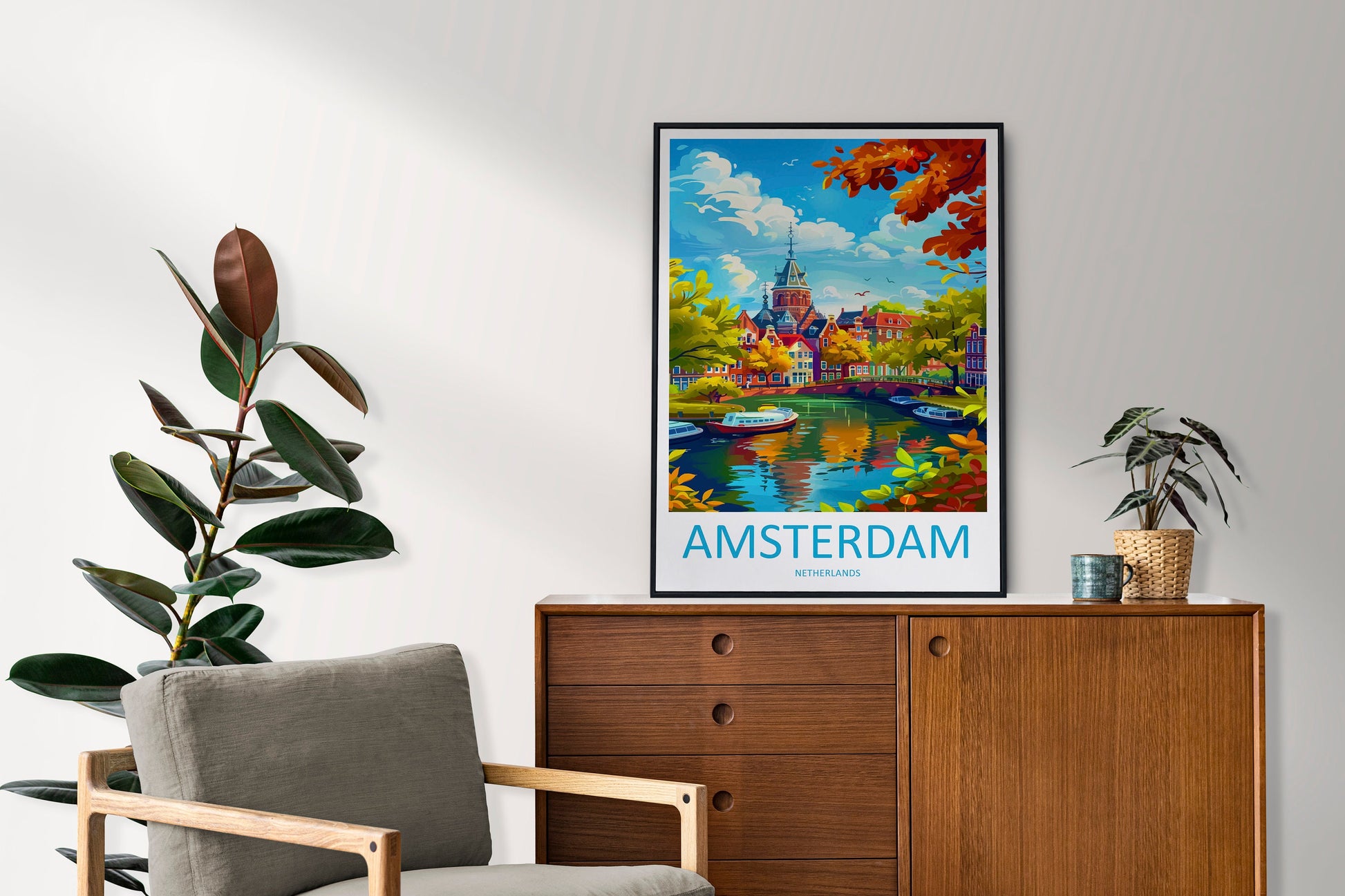 Amsterdam Travel Print Wall Art Amsterdam Wall Hanging Home Décor Amsterdam Gift Art Lovers Netherlands Art Lover Gift Amsterdam Decor