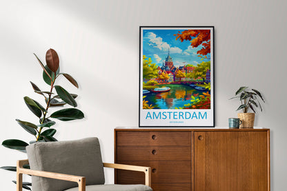 Amsterdam Travel Print Wall Art Amsterdam Wall Hanging Home Décor Amsterdam Gift Art Lovers Netherlands Art Lover Gift Amsterdam Decor