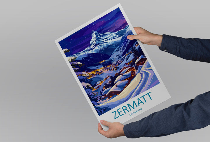 Zermatt Travel Print Wall Art Zermatt Wall Hanging Home Décor Zermatt Gift Art Lovers Ski Art Lover Gift Zermatt Print Skiing Zermatt Art