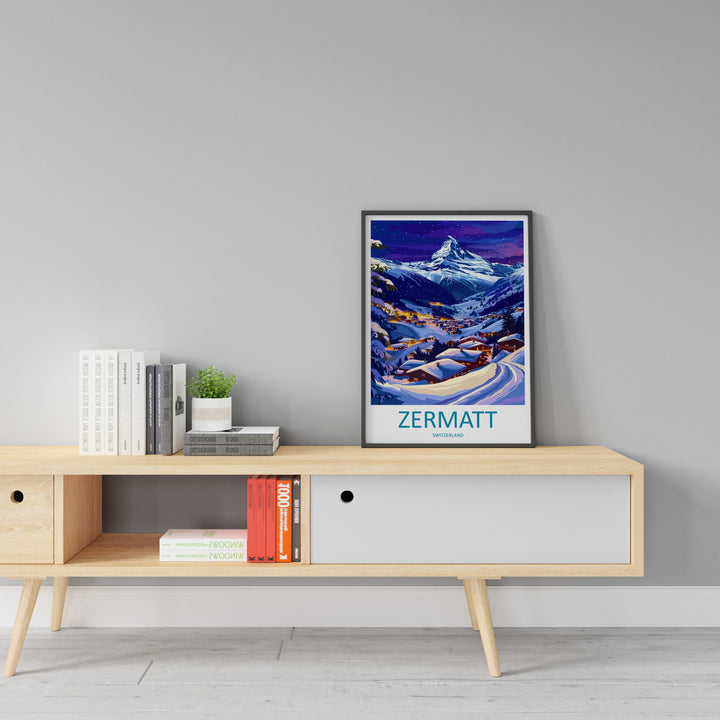 Zermatt Travel Print Wall Art Zermatt Wall Hanging Home Décor Zermatt Gift Art Lovers Ski Art Lover Gift Zermatt Print Skiing Zermatt Art