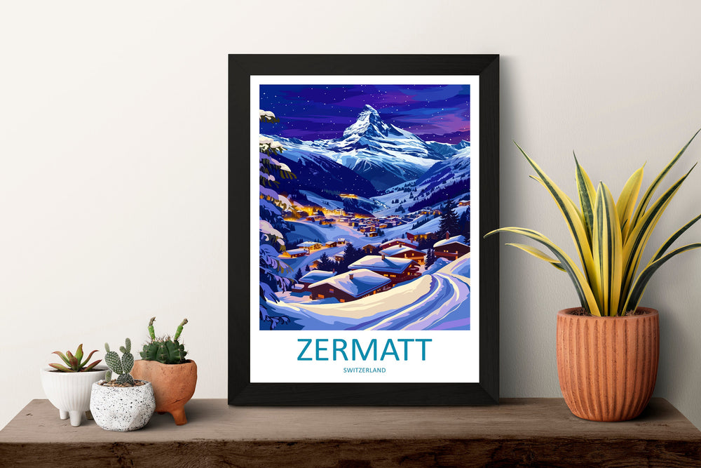 Zermatt Travel Print Wall Art Zermatt Wall Hanging Home Décor Zermatt Gift Art Lovers Ski Art Lover Gift Zermatt Print Skiing Zermatt Art
