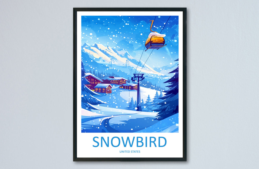 Snowbird Travel Print Wall Art Snowbird Wall Hanging Home Décor Snowbird Gift Art Lovers Ski Art Lover Gift Snowbird Print Skiing Print