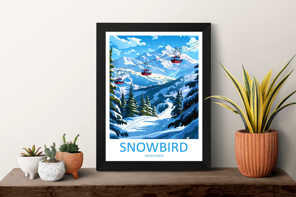 Snowbird Travel Print Wall Art Snowbird Wall Hanging Home Décor Snowbird Gift Art Lovers Ski Art Lover Gift Snowbird Print Skiing Print
