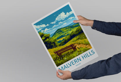 Malvern Hills Travel Print Wall Art Malvern Hills Wall Hanging Home Decoration Malvern Hills Gift Art Lovers Wall Art AONB Wall Print