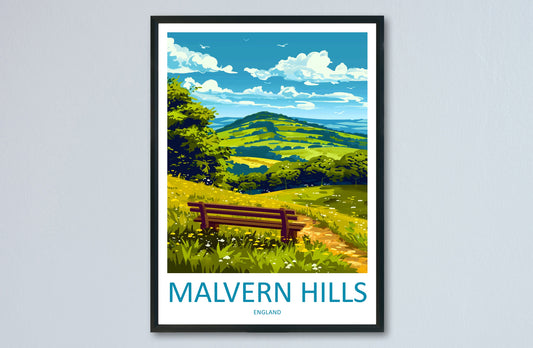 Malvern Hills Travel Print Wall Art Malvern Hills Wall Hanging Home Decoration Malvern Hills Gift Art Lovers Wall Art AONB Wall Print