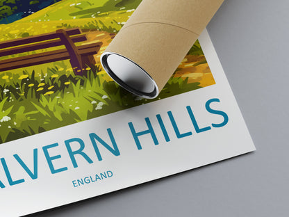 Malvern Hills Travel Print Wall Art Malvern Hills Wall Hanging Home Decoration Malvern Hills Gift Art Lovers Wall Art AONB Wall Print