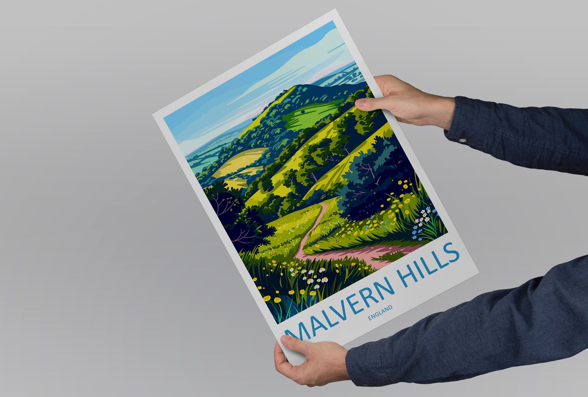 Malvern Hills Travel Print Wall Art Malvern Hills Wall Hanging Home Decoration Malvern Hills Gift Art Lovers Wall Art AONB Wall Print