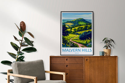Malvern Hills Travel Print Wall Art Malvern Hills Wall Hanging Home Decoration Malvern Hills Gift Art Lovers Wall Art AONB Wall Print