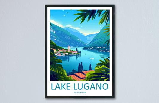 Lake Lugano Travel Print Wall Art Lake Lugano Wall Hanging Home Décor Lake Lugano Gift Art Lovers Switzerland Art Lover Gift Lugano Travel