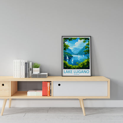 Lake Lugano Travel Print Wall Art Lake Lugano Wall Hanging Home Décor Lake Lugano Gift Art Lovers Switzerland Art Lover Gift Lugano Travel