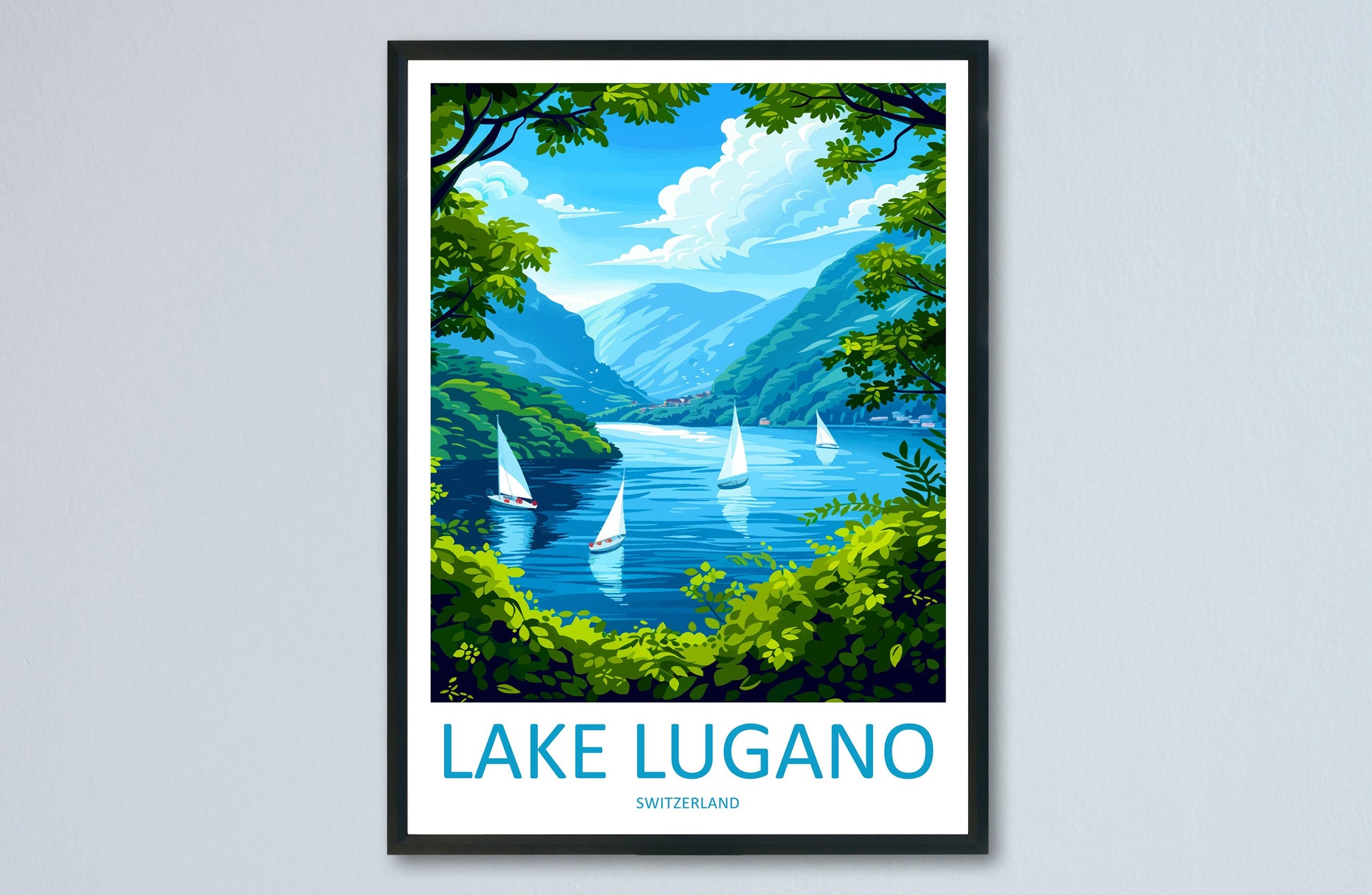 Lake Lugano Travel Print Wall Art Lake Lugano Wall Hanging Home Décor Lake Lugano Gift Art Lovers Switzerland Art Lover Gift Lugano Travel