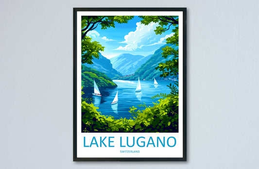 Lake Lugano Travel Print Wall Art Lake Lugano Wall Hanging Home Décor Lake Lugano Gift Art Lovers Switzerland Art Lover Gift Lugano Travel