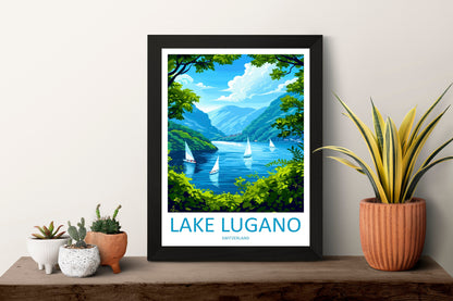 Lake Lugano Travel Print Wall Art Lake Lugano Wall Hanging Home Décor Lake Lugano Gift Art Lovers Switzerland Art Lover Gift Lugano Travel