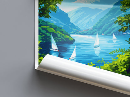 Lake Lugano Travel Print Wall Art Lake Lugano Wall Hanging Home Décor Lake Lugano Gift Art Lovers Switzerland Art Lover Gift Lugano Travel
