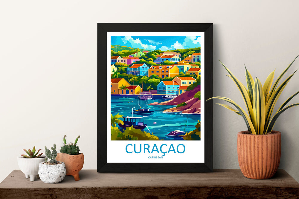 Curaçao Travel Print Wall Art Curaçao Wall Hanging Home Décor Curaçao Gift Art Lovers Wall Art Caribbean Travel Print Poster Gift