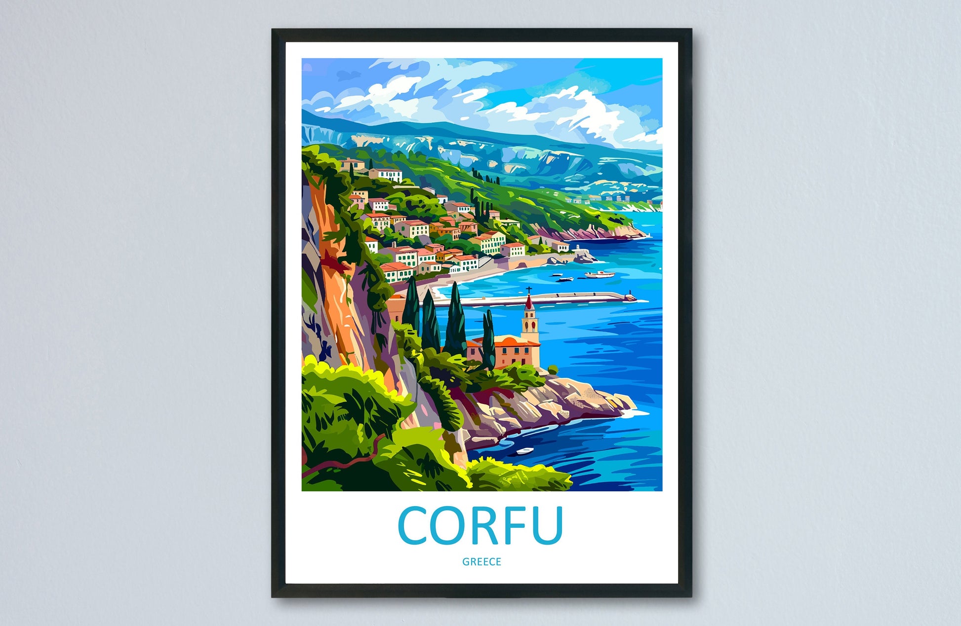 Corfu Travel Print Wall Art Corfu Greece Wall Hanging Home Decoration Corfu Gift Art Lovers Wall Art Print Corfu Wall Décor Greece Poster