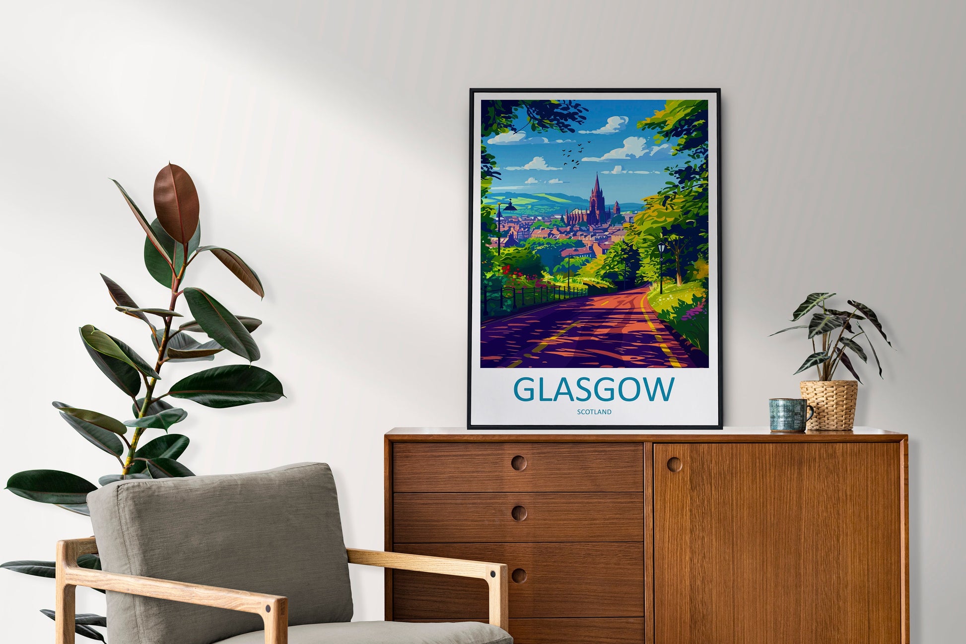 Glasgow Travel Print Wall Art Glasgow Wall Hanging Home Décor Glasgow Gift Art Lovers Scotland Art Lover Gift Glasgow Travel Artwork