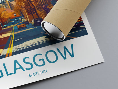 Glasgow Travel Print Wall Art Glasgow Wall Hanging Home Décor Glasgow Gift Art Lovers Scotland Art Lover Gift Glasgow Travel Artwork