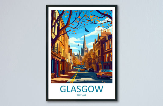 Glasgow Travel Print Wall Art Glasgow Wall Hanging Home Décor Glasgow Gift Art Lovers Scotland Art Lover Gift Glasgow Travel Artwork