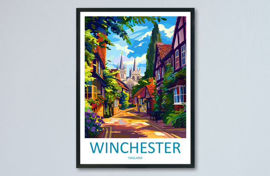 Winchester Travel Print Wall Art Winchester Wall Hanging Home Décor Winchester Gift Art Lovers England Art Lover Gift Winchester Travel