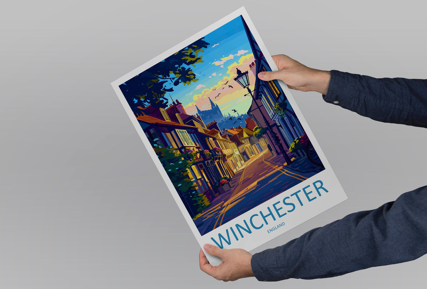 Winchester Travel Print Wall Art Winchester Wall Hanging Home Décor Winchester Gift Art Lovers England Art Lover Gift Winchester Travel