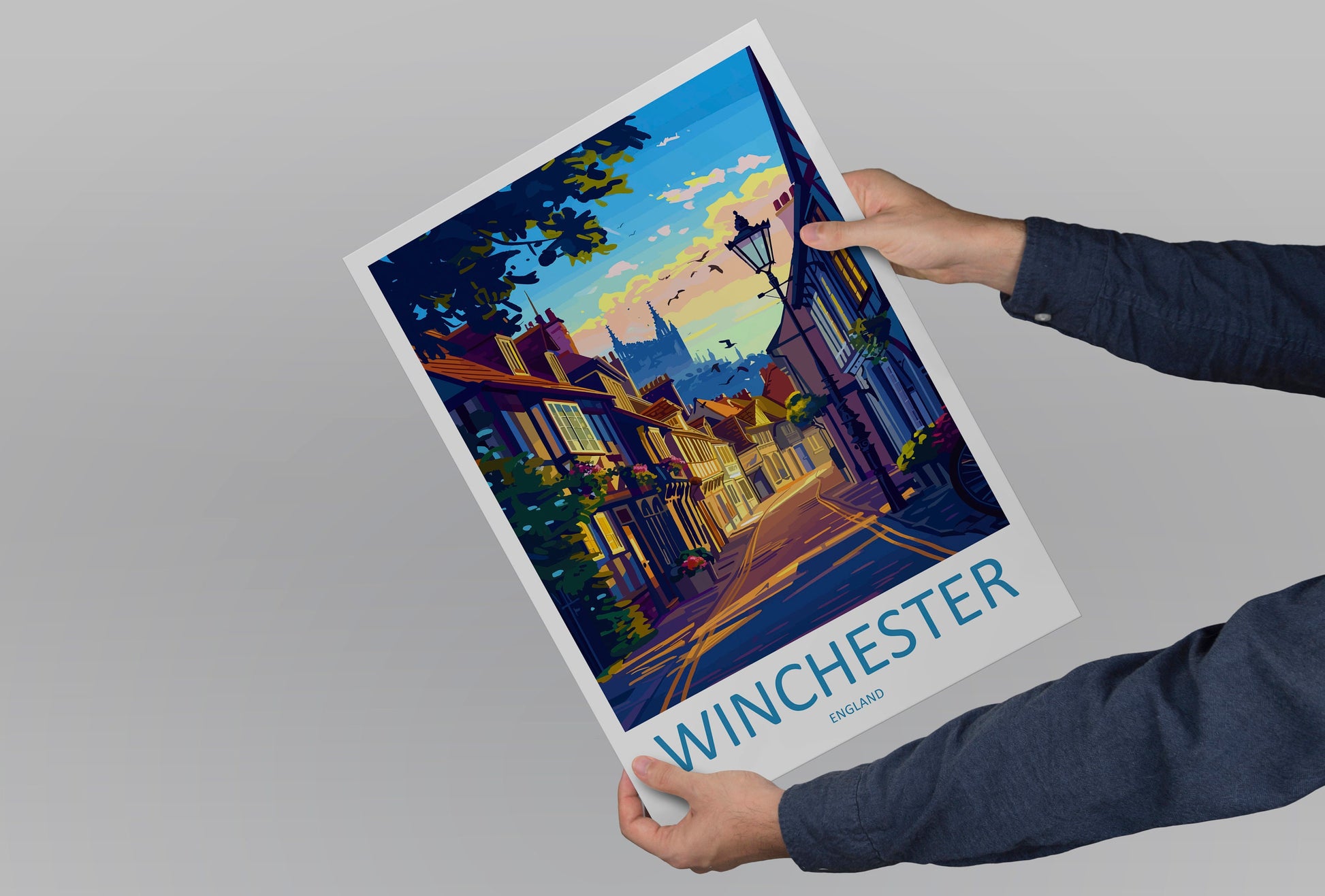 Winchester Travel Print Wall Art Winchester Wall Hanging Home Décor Winchester Gift Art Lovers England Art Lover Gift Winchester Travel