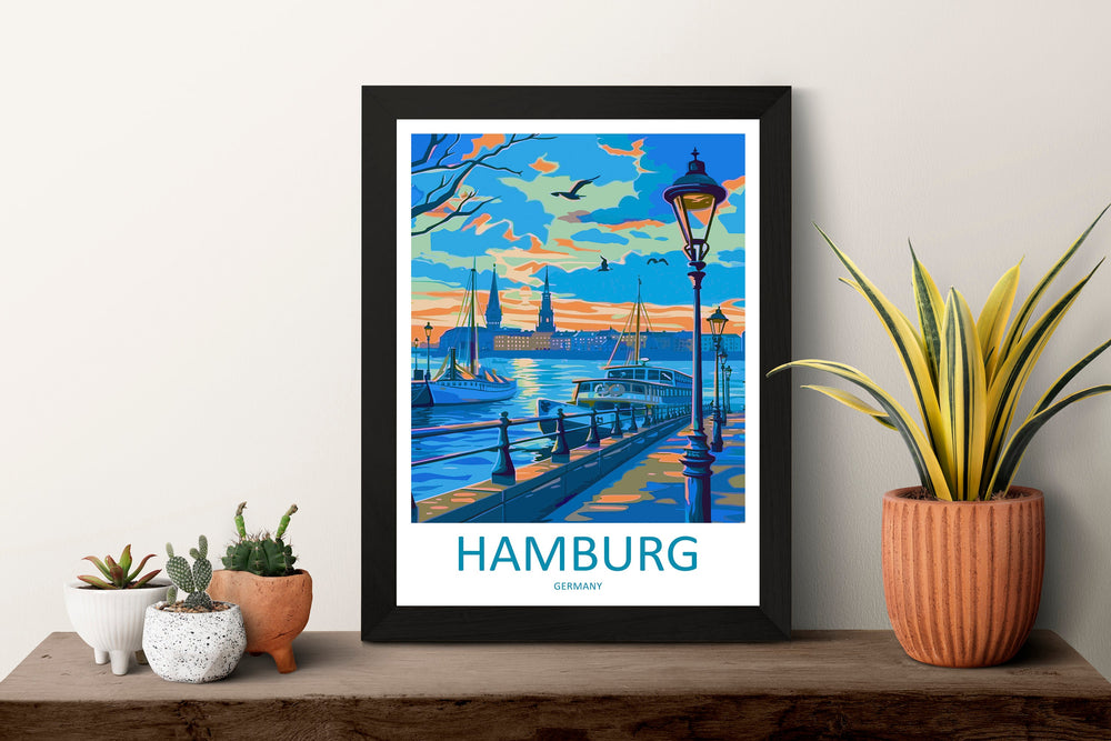 Hamburg Travel Print Wall Art Hamburg Wall Hanging Home Décor Hamburg Gift Art Lovers Germany Art Lover Gift Hamburg Wall Décor Print Gift