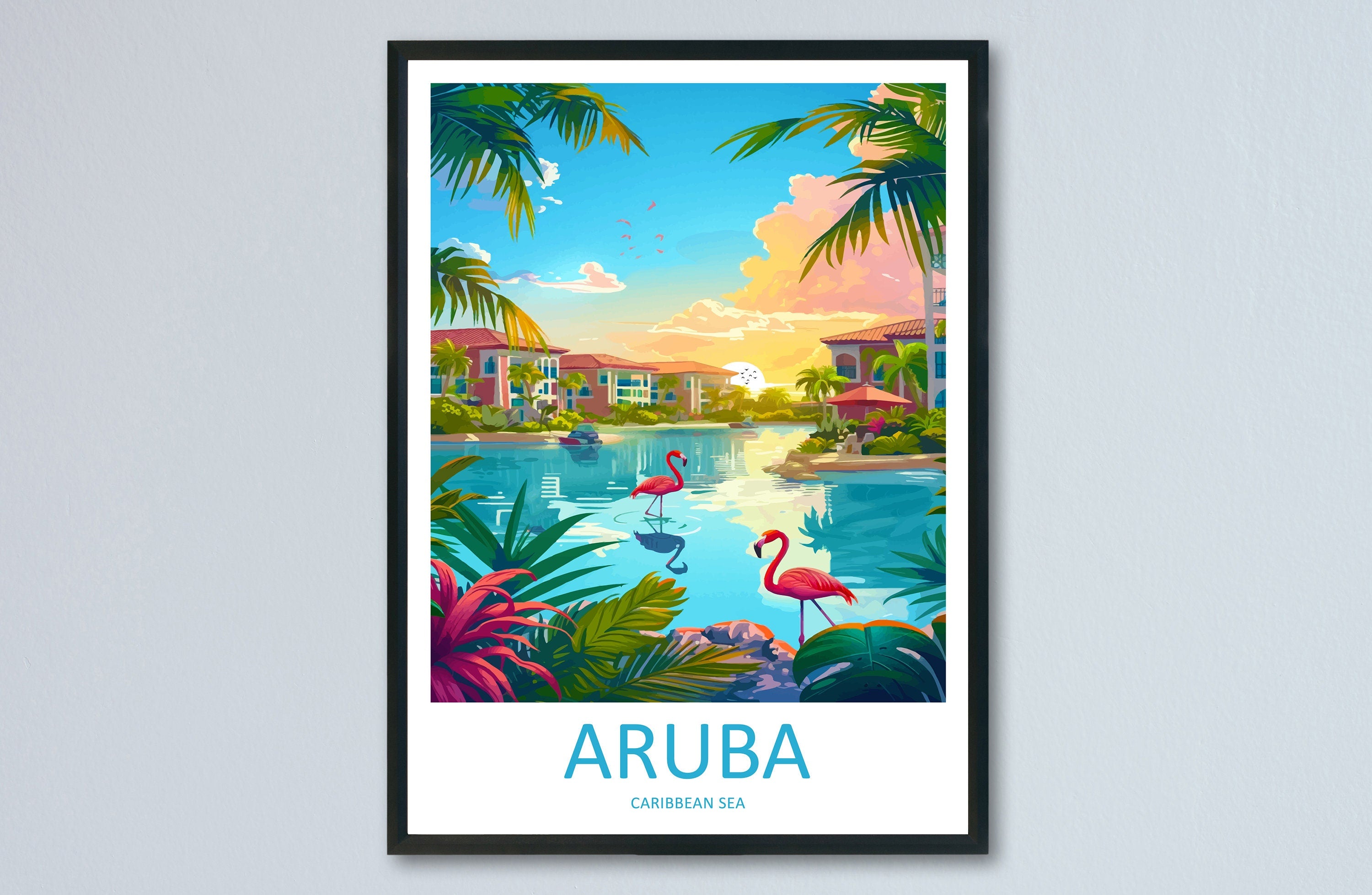 Aruba Travel Print Wall Art Aruba Wall Hanging Home Décor Aruba Gift Art Lovers Wall Art Caribbean Travel Print Aruba Decor