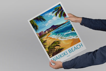 Waikiki Beach Travel Print Wall Art Waikiki Beach Wall Hanging Home Décor Waikiki Beach Gift Art Lovers Hawaii Art Lover Gift Print Artwork