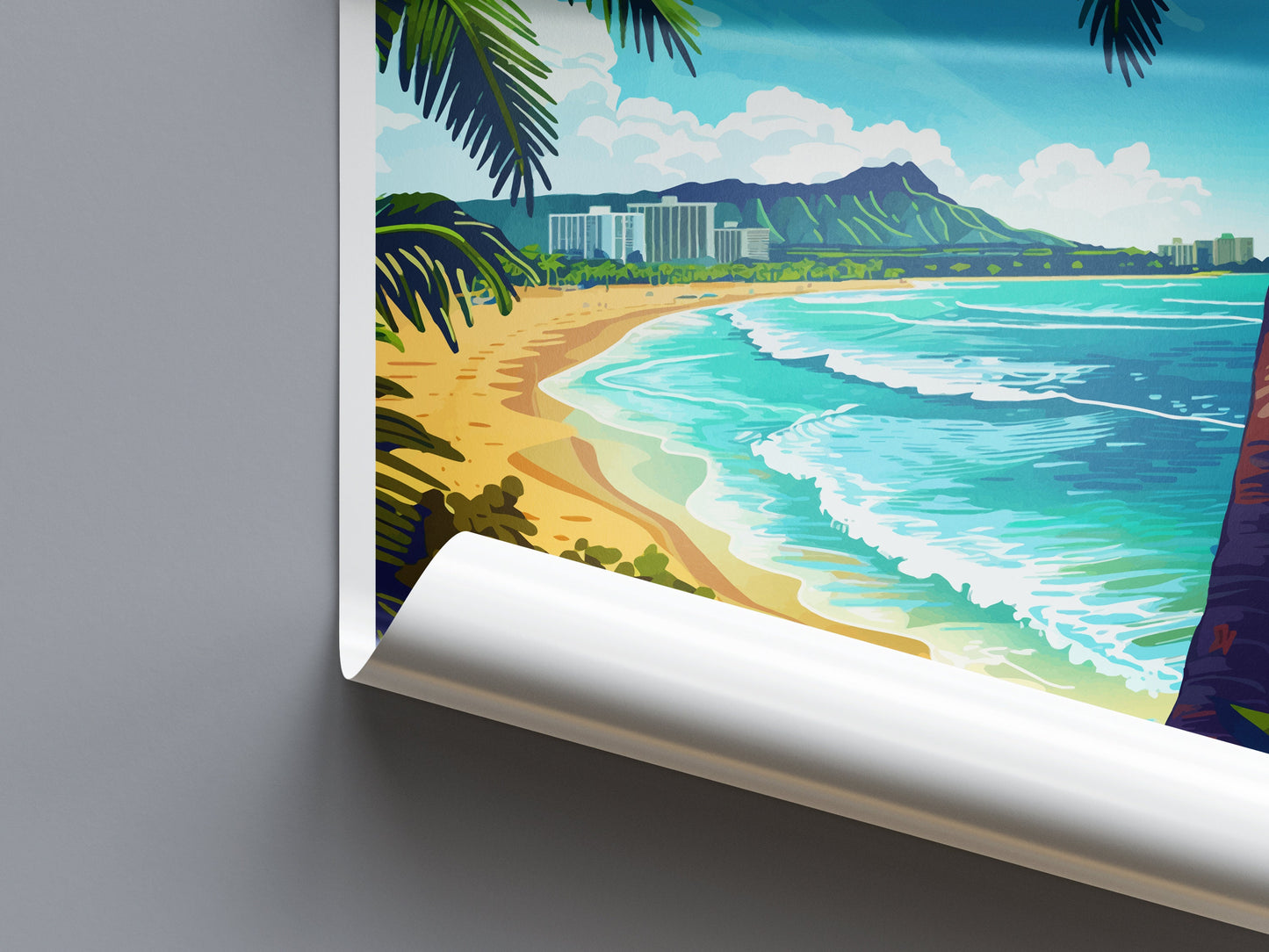 Waikiki Beach Travel Print Wall Art Waikiki Beach Wall Hanging Home Décor Waikiki Beach Gift Art Lovers Hawaii Art Lover Gift Print Artwork