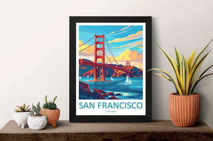 San Francisco Golden Gate Travel Print Wall Art San Francisco Wall Hanging Home Décor San Francisco Gift Art Lovers California Art Lover