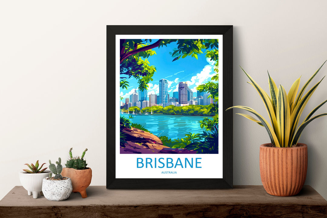 Brisbane Travel Print Wall Art Brisbane Wall Hanging Home Décor Brisbane Gift Art Lovers Wall Art Australia Poster Art