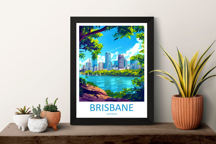 Brisbane Travel Print Wall Art Brisbane Wall Hanging Home Décor Brisbane Gift Art Lovers Wall Art Australia Poster Art