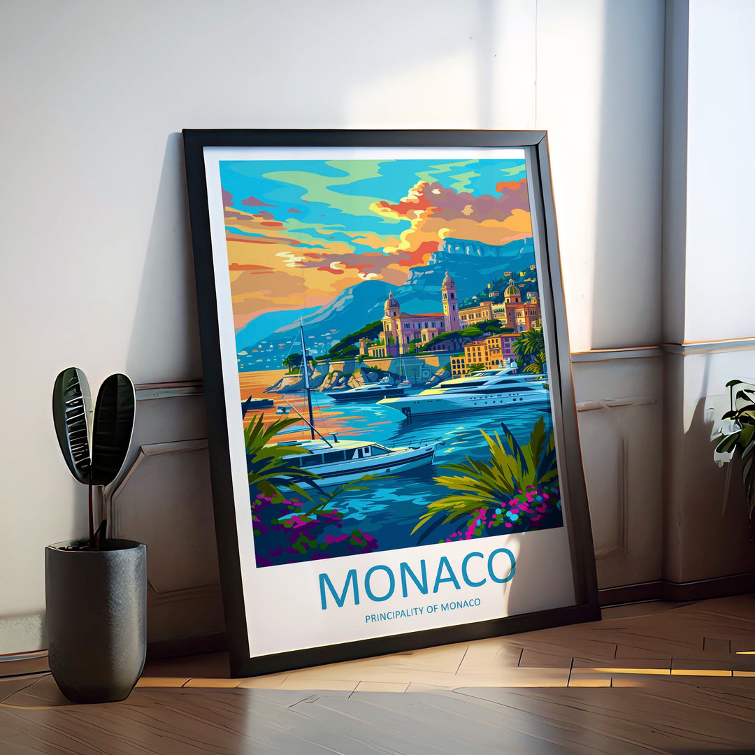Monaco Travel Print Wall Art Monaco Wall Hanging Home Décor Monaco Gift Art Lovers Monaco Art Lover Gift Monaco Travel Art Wall Gift