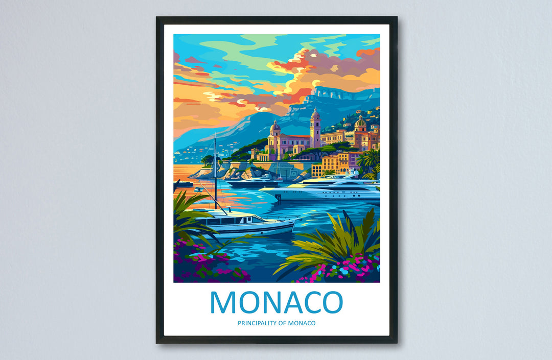 Monaco Travel Print Wall Art Monaco Wall Hanging Home Décor Monaco Gift Art Lovers Monaco Art Lover Gift Monaco Travel Art Wall Gift